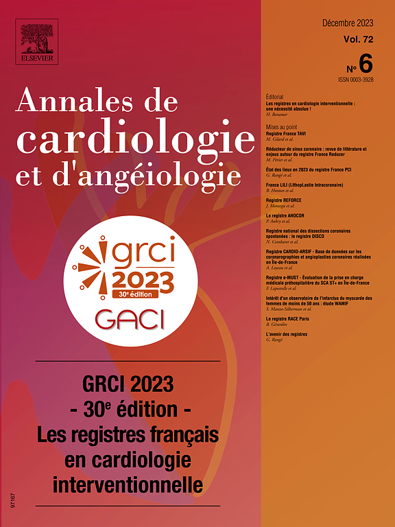 Go to journal home page - Annales de Cardiologie et d'Angéiologie